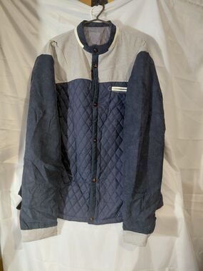 Source Unknown Navy Quilted Shirt Jacket with Light Gray Yoke
